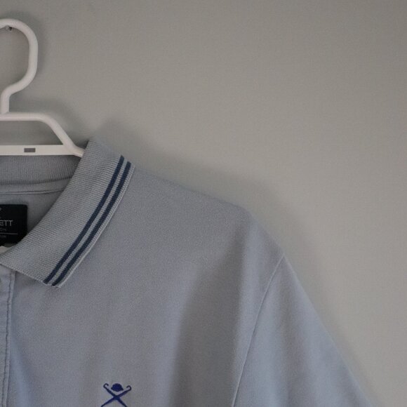 Hackett London Polo Embroidered-Logo XL Blue Slim Fit Cotton Pullover T-Shirt - Picture 5 of 10